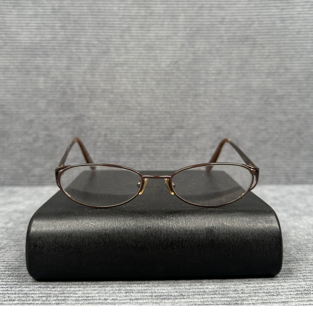 Vintage Be a Glamour Brown Metal Oval y2k Eyeglass Frames 51-17-130 BRN